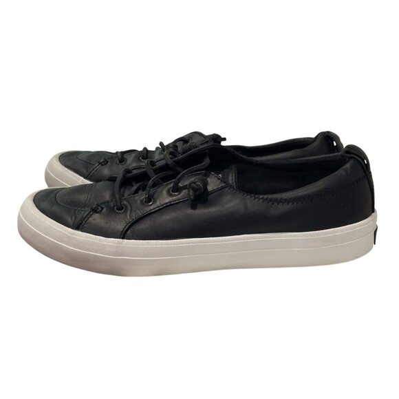 Sperry Crest Vibe Sneakers Womens 9 Black Leather Casual Boat Preppy SlipOn Shoe - Picture 2 of 9